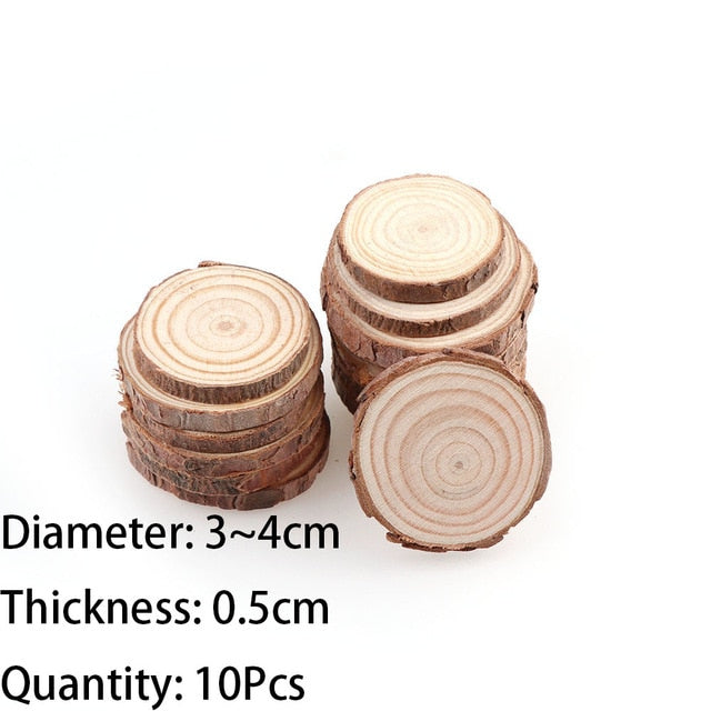 Unfinished Natural Wood Slices 10Pcs Round Wood Chips for Crafts