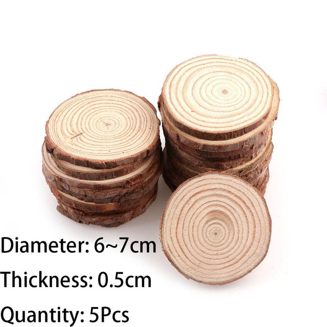 Wood Slices Circles Pine Tree Bark Log Discs DIY Crafts Wedding Party  Decoration