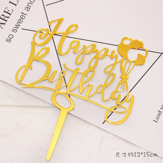 Happy Birthday Cake Topper Acrylic Letter Cake Toppers Party